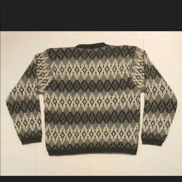Vintage J Crew Tribal Gray Sweater Wool Size Large - Picture 2 of 6